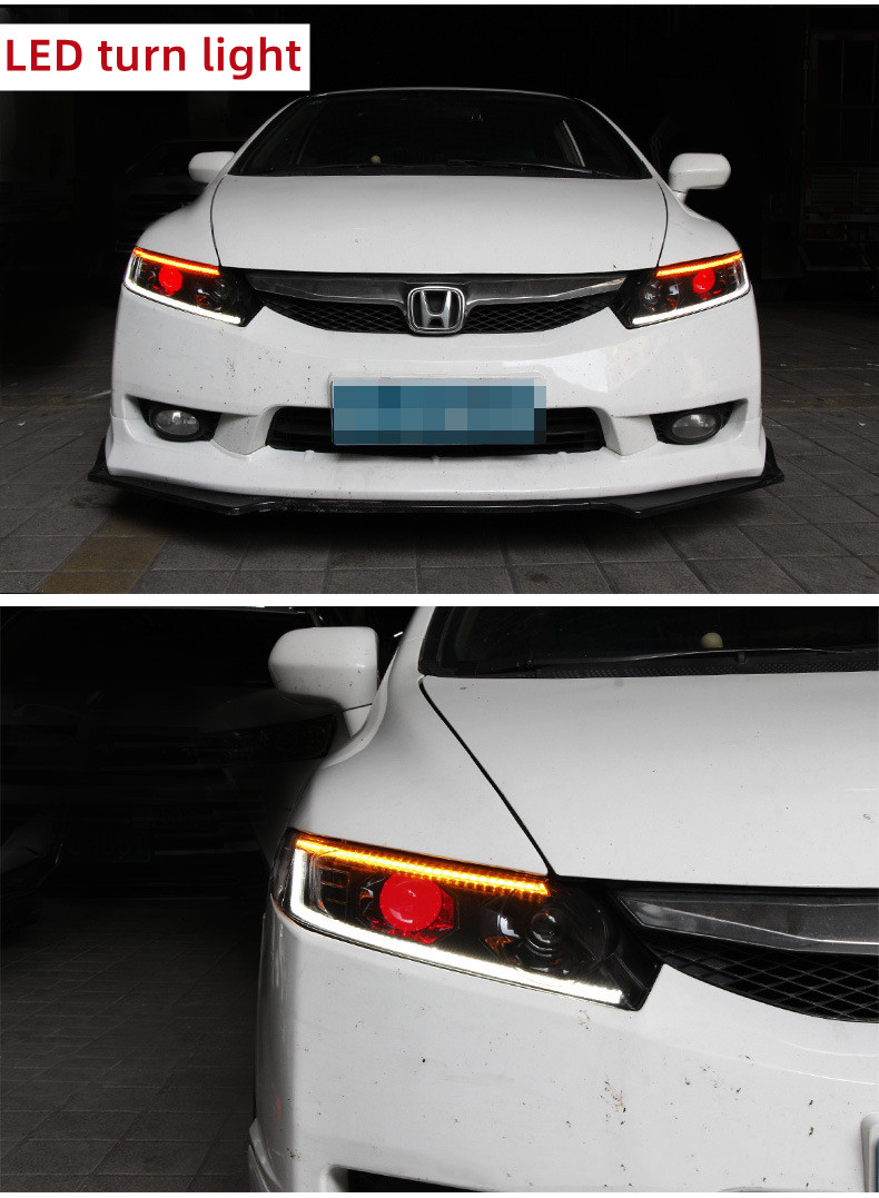 Car Styling Headlights for Honda Civic 8th 2006-2011 Devil's Eye Projector Lens Dynamic Signal DRL Headlamp Beam Accessory