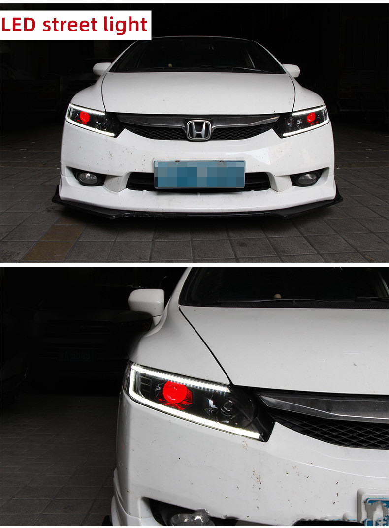 Car Styling Headlights for Honda Civic 8th 2006-2011 Devil's Eye Projector Lens Dynamic Signal DRL Headlamp Beam Accessory