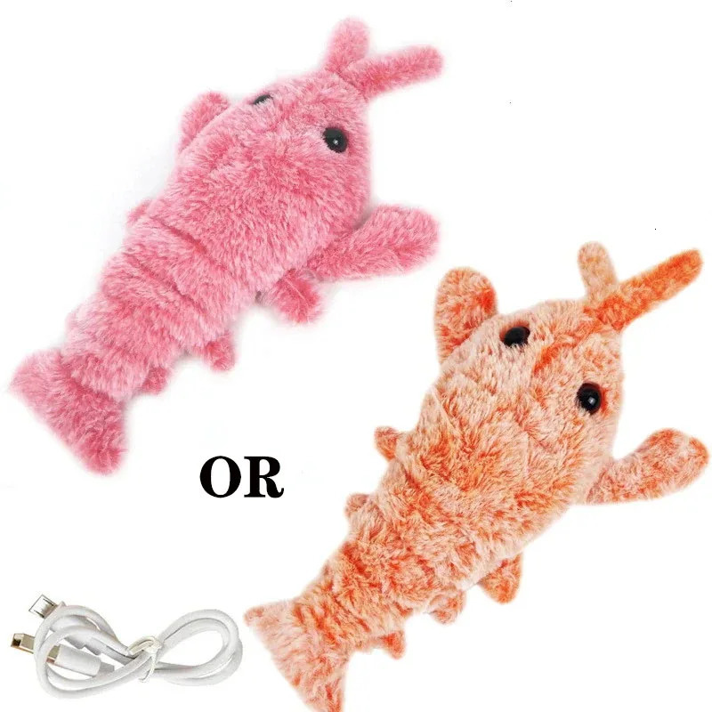 Cat Toys 1Pcs Electric Jumping Cat toy Shrimp Moving Simulation Lobster Electronic Plush Toys For Pet dog cat Children Stuffed Animal toy 231011