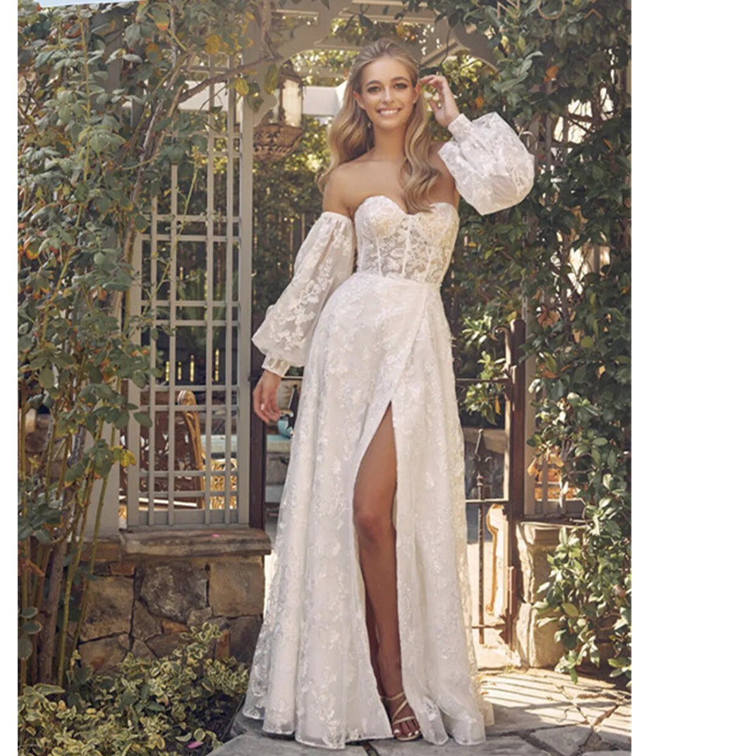 Luxurious Off-The-Shoulder Floor-Length Gowns Elegant Lace Bridal Gown Classic Chiffon Wedding Dress Vestido De Noiva