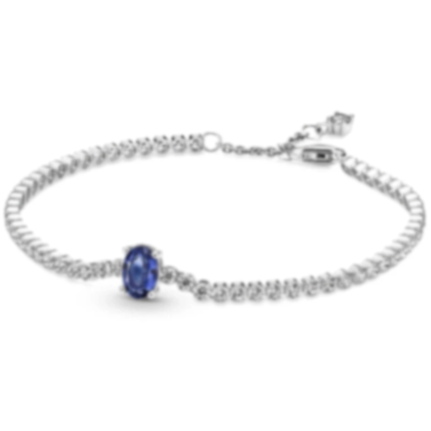 Sparking Clear Heart Blue Red Pave Round Tennis Bracelet 925 Sterling Silver Bangle Fit Popular Bead Charm DIY Jewelry