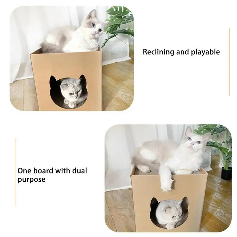 Cat Beds Furniture Cardboard Cat House Scratcher Box For Indoor Cats Cat Play House With Scratcher Pad Cat House Scratcher Cat Scratch Toy For Cats 23