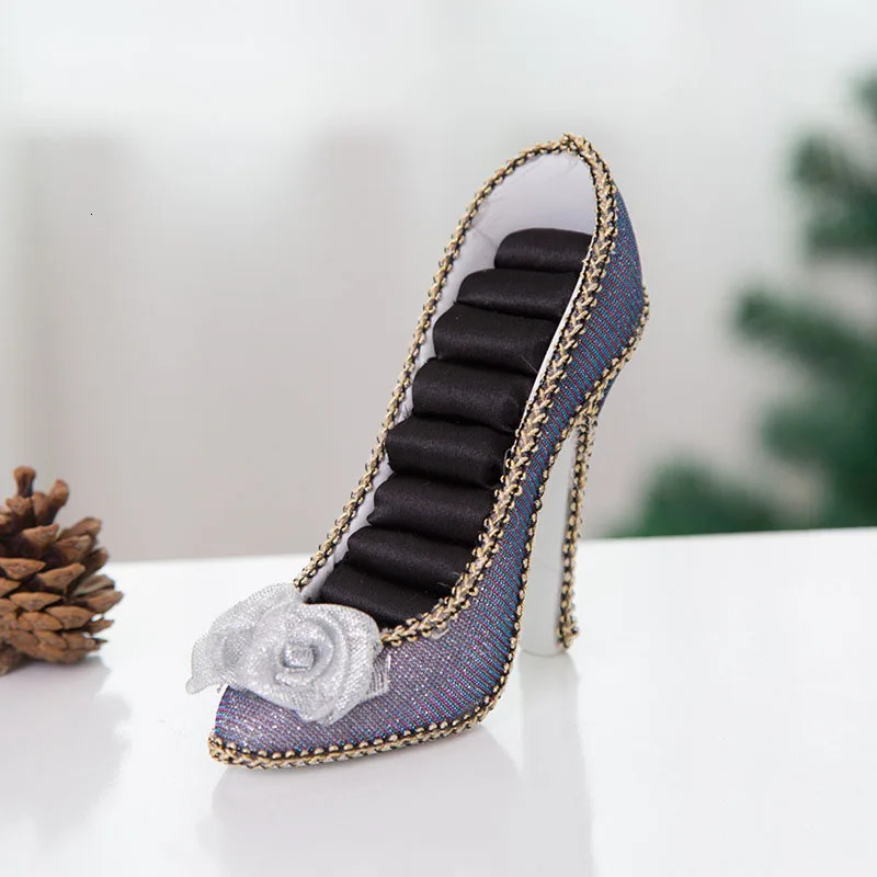 Jewelry Boxes High Heel Shoe Decor Earrings Holder Fashion Display Stand Rings Organizer for Girls Bridal Gift 231011