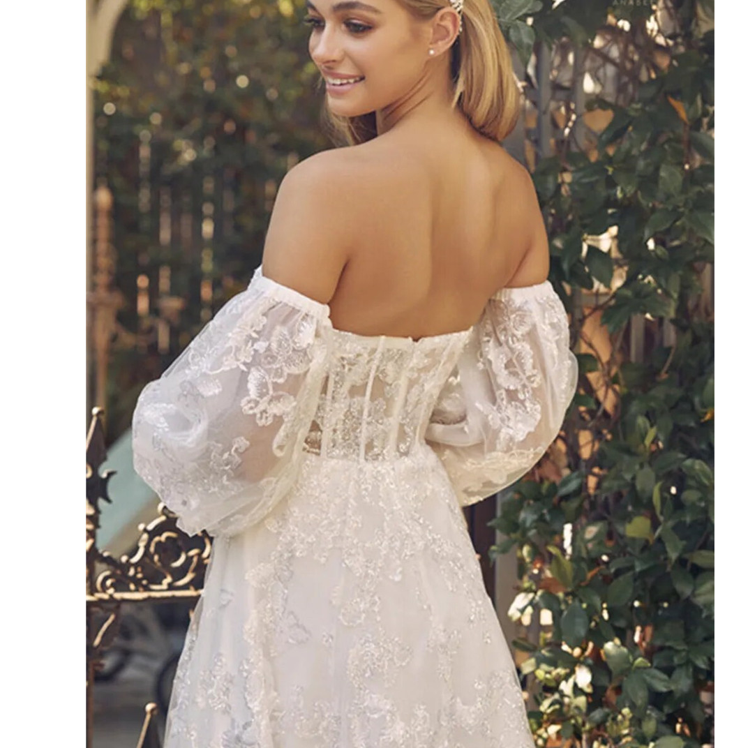 Luxurious Off-The-Shoulder Floor-Length Gowns Elegant Lace Bridal Gown Classic Chiffon Wedding Dress Vestido De Noiva