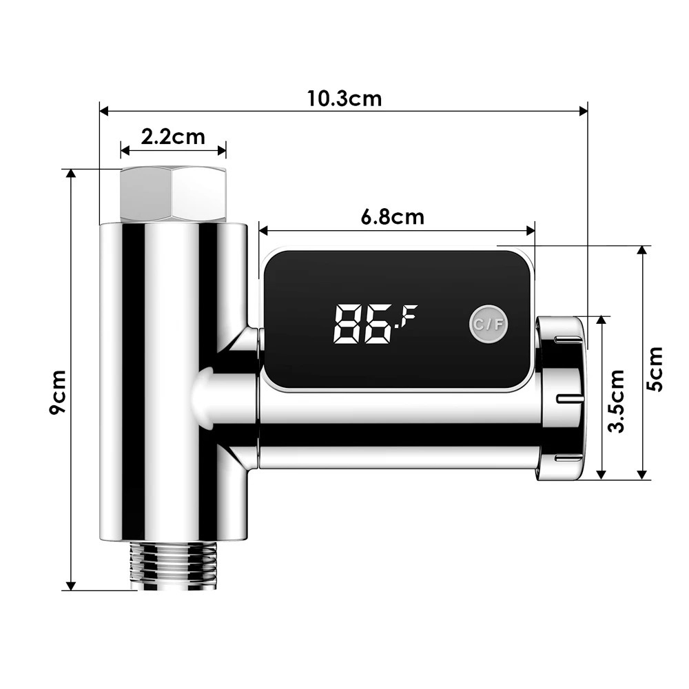 Household Thermometers Home Water Temperature Monitor 360 Degrees Rotation Led Display Celsius Fahrenheit PC Meter Electricity Shower Thermometer 2310