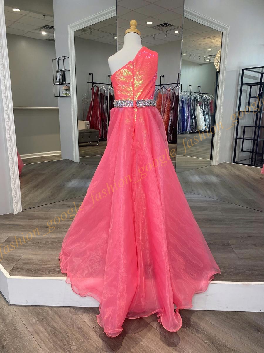 Little Girl Pageant Jumpsuit Dress 2024 Crystal Organza Overskirt One-Shoulder Kid Fun Fashion Runway Romper Party Gown Toddler Teen Preteen Miss Bell