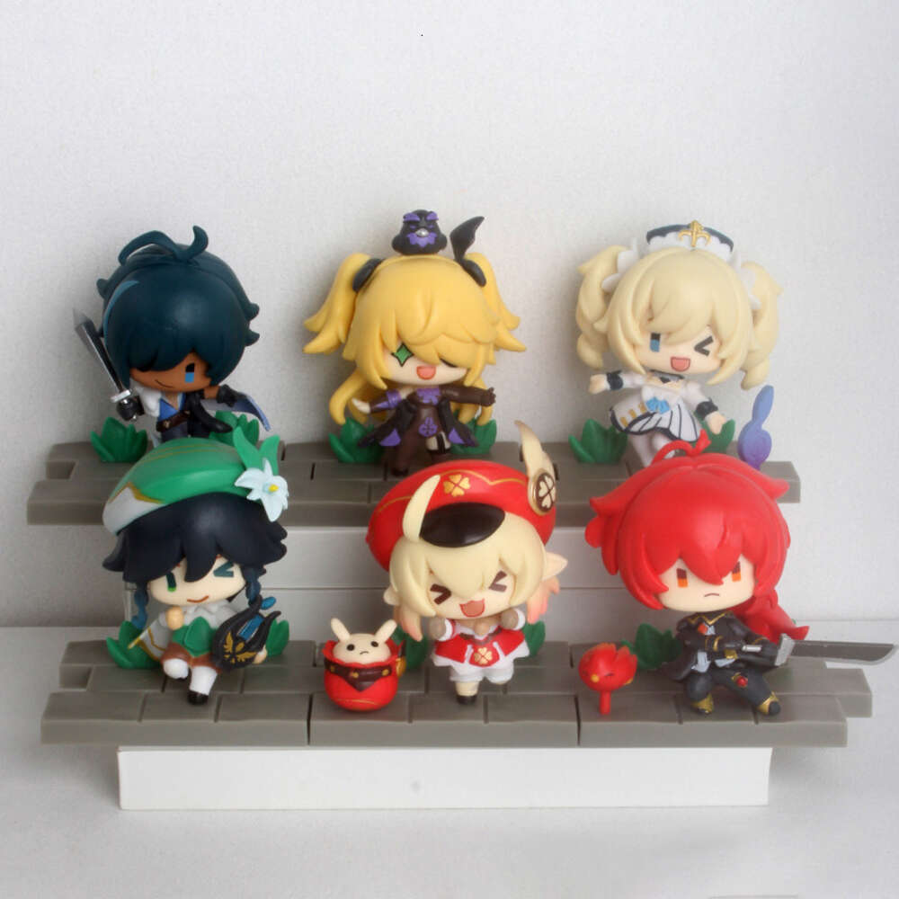 Mascot Costumes 7-10cm Genshin Impact Anime Figure Klee/barbara/diluc/fischl/venti/kaeya Action Figure Liyue Battlefield Heroes Figures Doll Toy