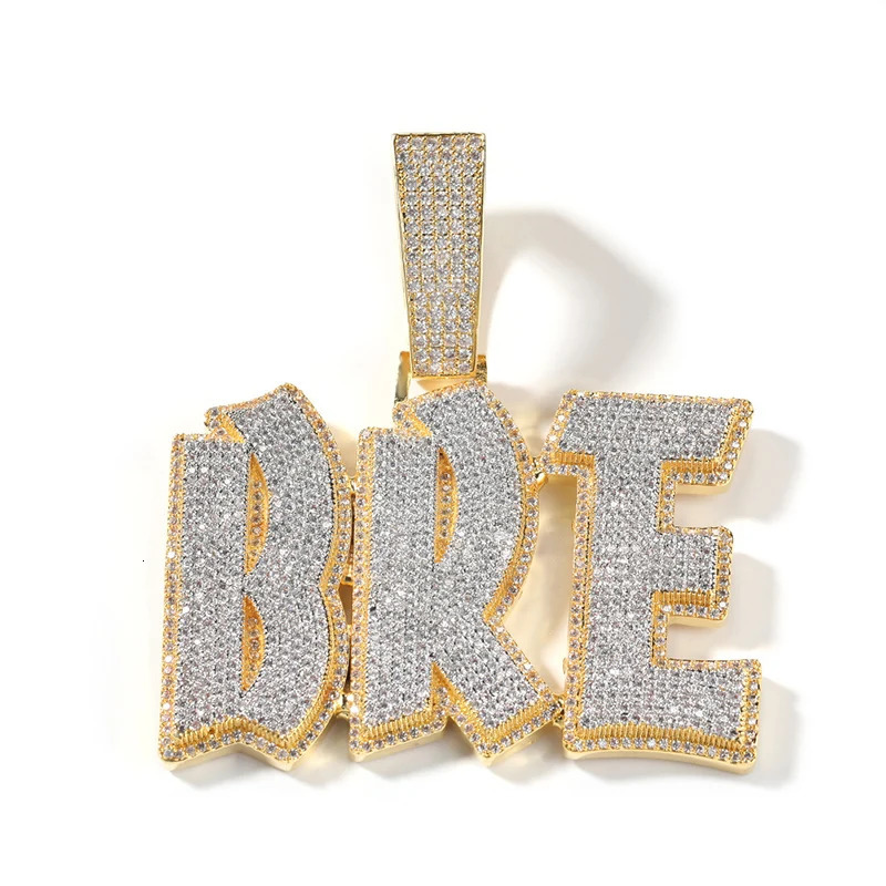 Charms Custom Splice Personality Big Letter Name Pendants Necklaces for Men Hip Hop 5A CZ Stone Paved Bling Iced Out Rapper Jewelry 231010
