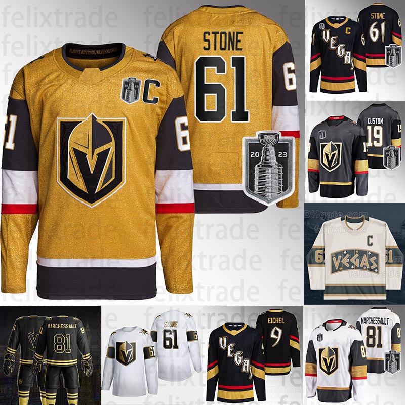#61 Mark Stone Jersey Vegas 2023 Stanley Cup Champions Patch Jonathan Marchessault Jack Eichel Zach Whitecloud Shea Theodore William Karlsson Golden Knight Jerseys