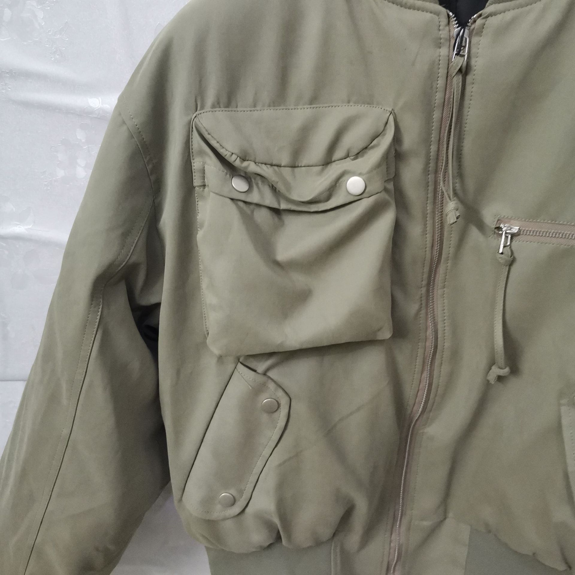 GRAILZ Pocket Flight Jacket Casual Loose Zippered Jacket Cotton Jacket Men Bomber Zipper Cotton Jacket for Men