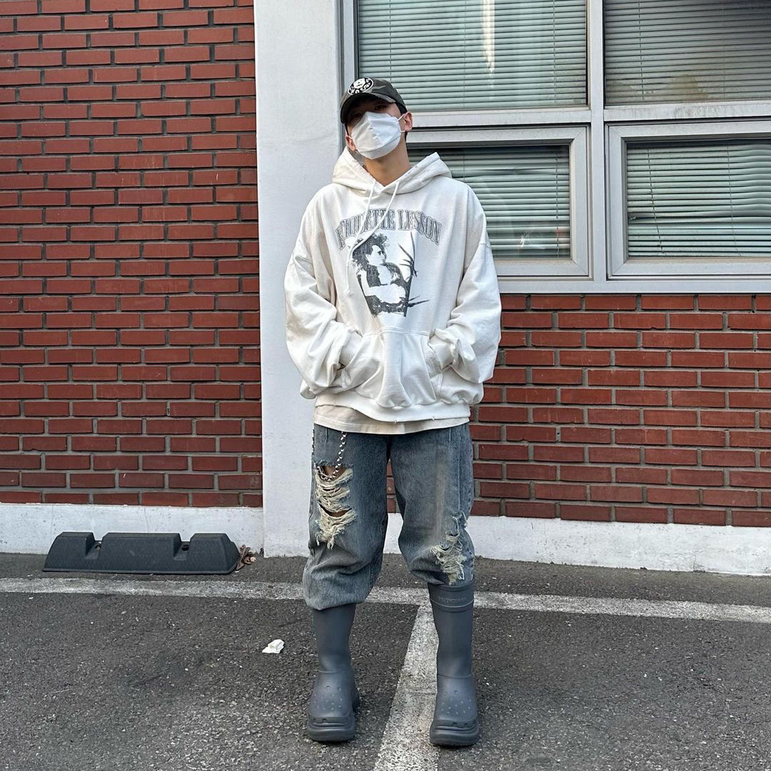 Grailz Project Pocket Scissorhands Edward Vintage High Street Men's and Women's Loose Hooded Style for Men Zipper Jacket for Men