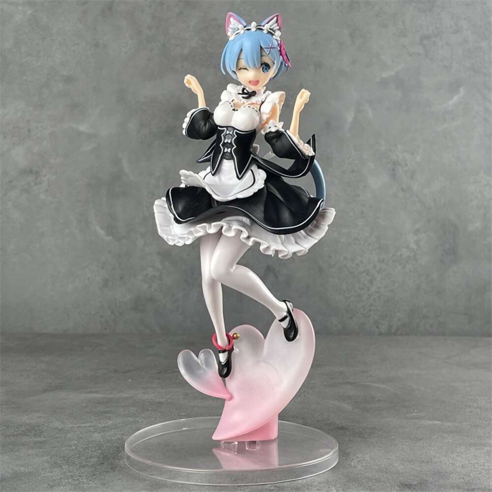 Mascot Costumes 23cm Re:zero Starting Life in Another World Anime Figure Rem Cat Ear Action Figure Rem/ram Figurine Collectible Model Doll Toys