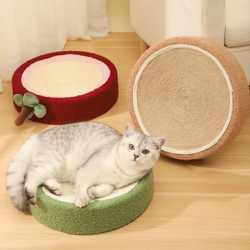 Cat Toys Cute Pig Cat Scratcher Sisal Weave Round Cat Scratching Pad 2 in1 Indoor Grinding Claws Cats Training Toys Furniture Protection 231011