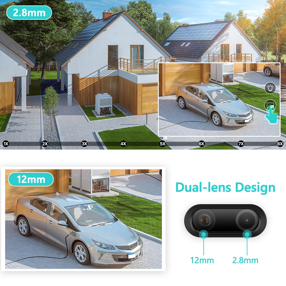 8MP 4K IP Camera Dual-Lens 2.8mm + 12mm WiFi Security CCTV Camera Color Night Vision 8X Digital Zoom CCTV Surveillance Camera