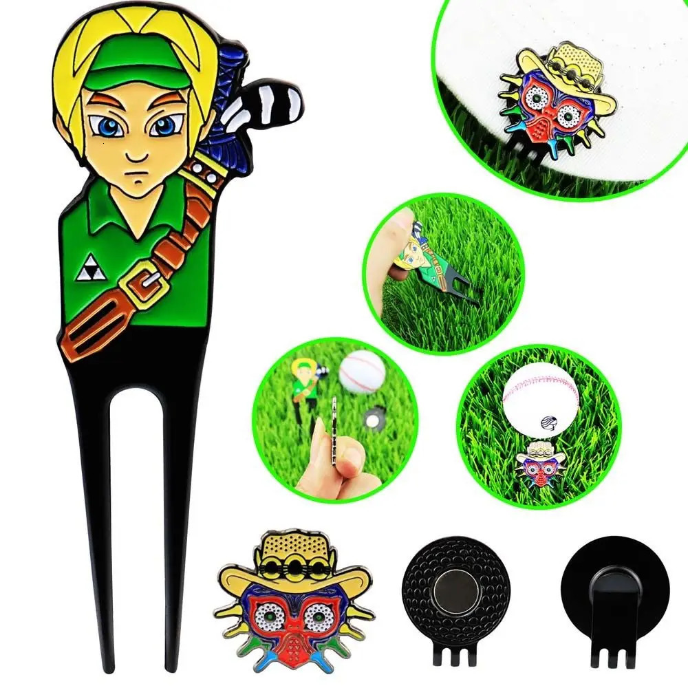 Other Golf Products Practical Divot Repair Tool Anti Scratch Durable Green Fork Creative Magnetic Cap Clip 231010