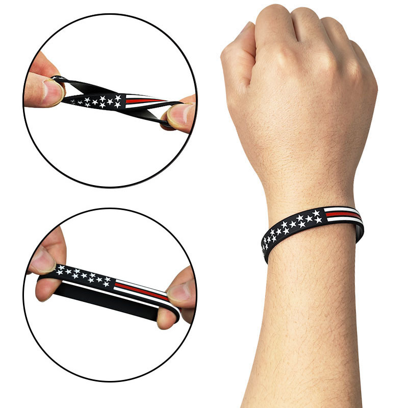 USA Thin Blue Line American Flag Bracelets Silicone Wristband