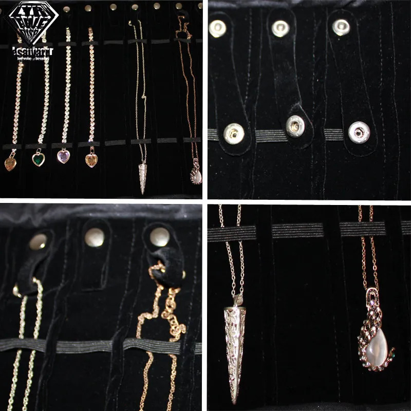 Jewelry Boxes Portable Velvet Travel Case Roll Bag Organizer for Necklace Chain Bracelet Jewellery Display Holder 231011