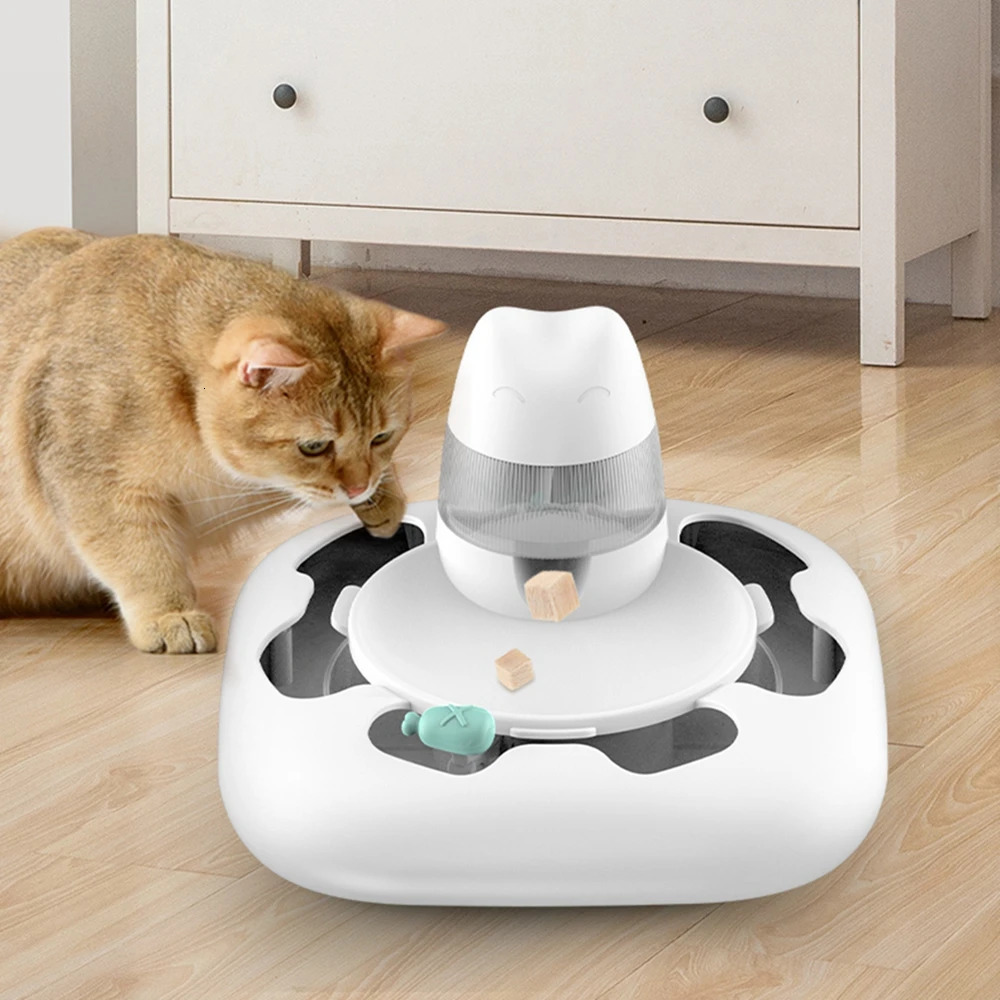 Cat Toys Interactive Pet Cat Toy Dog Feeding Plate Game Predator Bowl Puzzle Slow Food Training USB charging Cats Food Toy Pet Supplies 231011