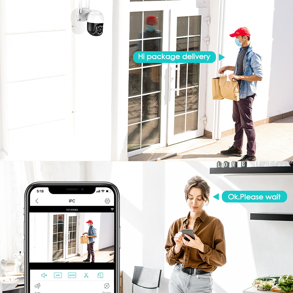 8MP 4K IP Camera Dual-Lens 2.8mm + 12mm WiFi Security CCTV Camera Color Night Vision 8X Digital Zoom CCTV Surveillance Camera