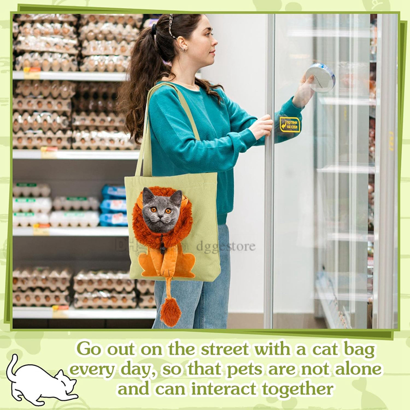 Lion Shaped Cute Carrier Portable Pet Canvas Shoulder Carrying Chest Outdoor Tote Bag Travel Handbag for Small Cat Dog Animal Supplies Green C30