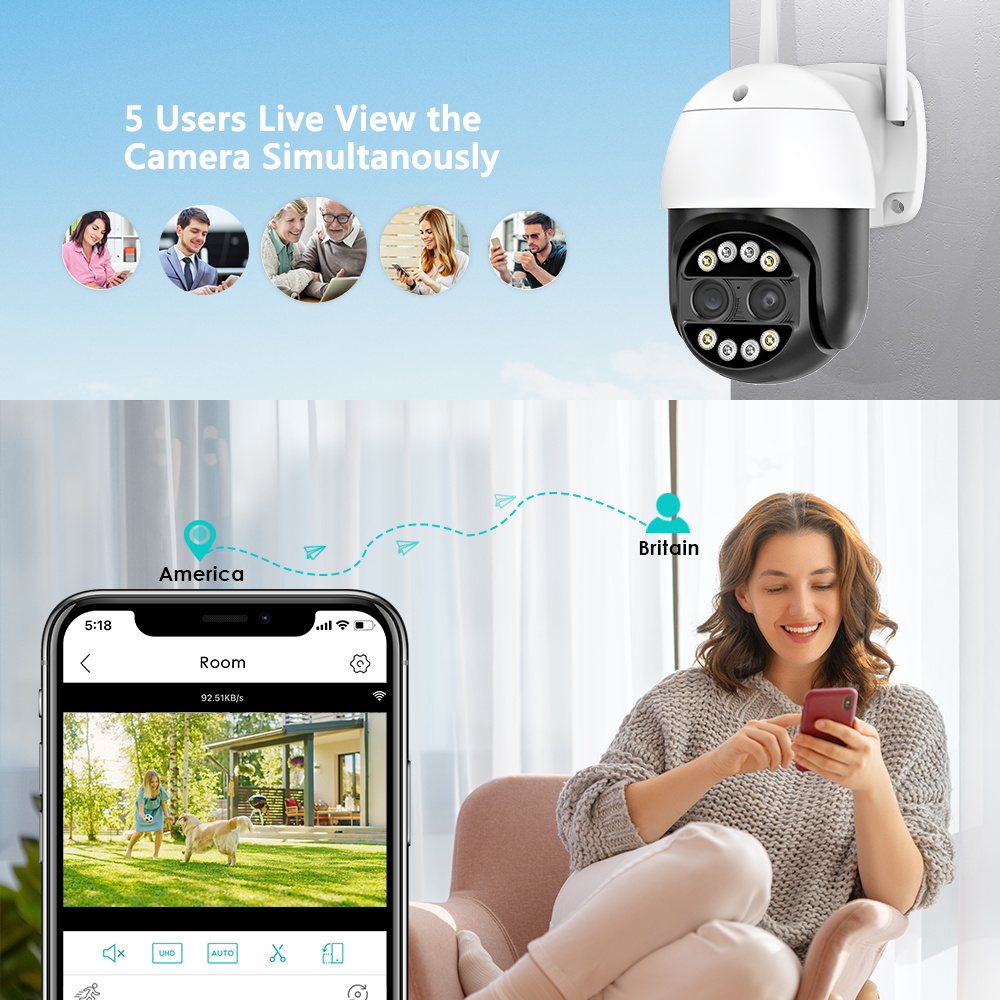 8MP 4K IP Camera Dual-Lens 2.8mm + 12mm WiFi Security CCTV Camera Color Night Vision 8X Digital Zoom CCTV Surveillance Camera