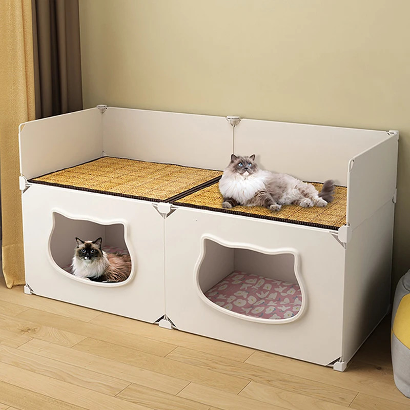 Cat Beds Furniture Cat Hiding House Large Space Detachable Comfortable Room Bed Small Dog Nest Cave Cats Pet Accessories 231011