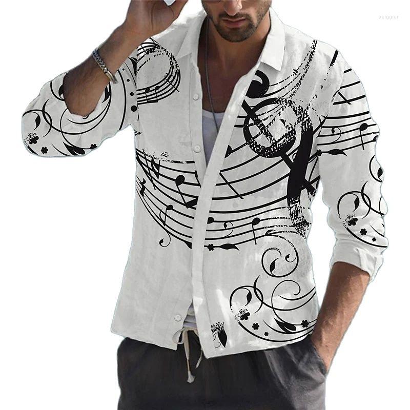 Stylish Men's 3D Music Hawaiian Shirt - Perfect Summer Vibes, Breathable Rayon Fabric