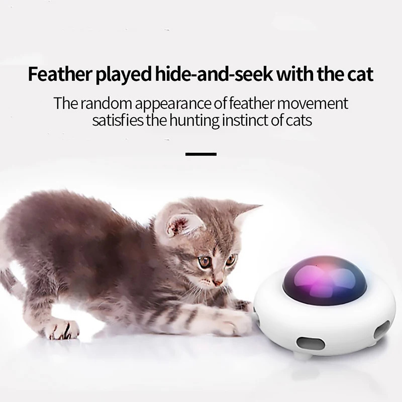 Cat Toys UFO Pet electronic smart funny cat turntable toy intelligent funny cat stick game rotating turntable cat toy automatic cleaning 231011