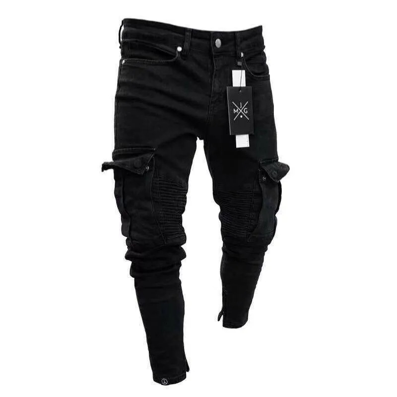 Men's Pants Fashion Mens Slim Fit Urban Straight Leg Black Trousers Denim Casual Pencil Jogger Cargo Pants S3XL 231010