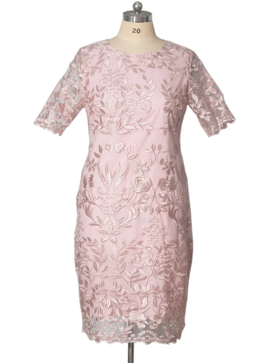 Plus size Dresses 4xl 5xl Plus Size Summer Dresses for Wedding Guest Women's Short Sleeve Lace Floral Elegant Bodycon Formal Party Dresses 231011