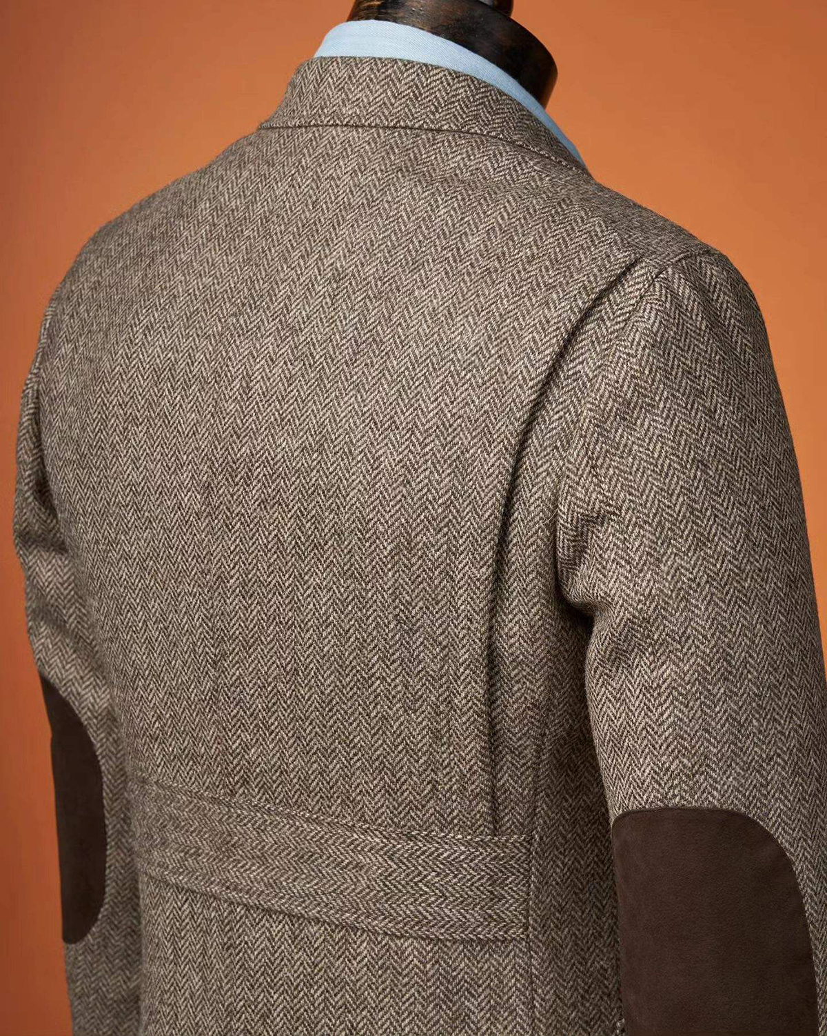 Brown Gray Wool Tweed Winter Tuxedos For Men Slim Fit Formal Groom Wear Jacket Coat Only One Piece