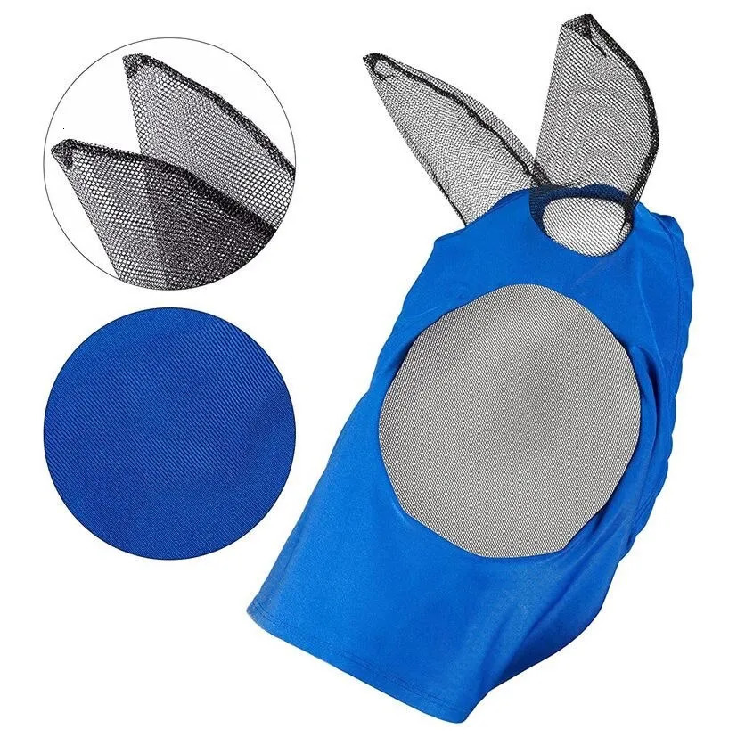 Small Animal Supplies 1PC Horse Fly Masks Anti Mosquito Elastic Mesh Face Shields Washable Head Cover Outdoor Riding Equestrian Equipment 231010