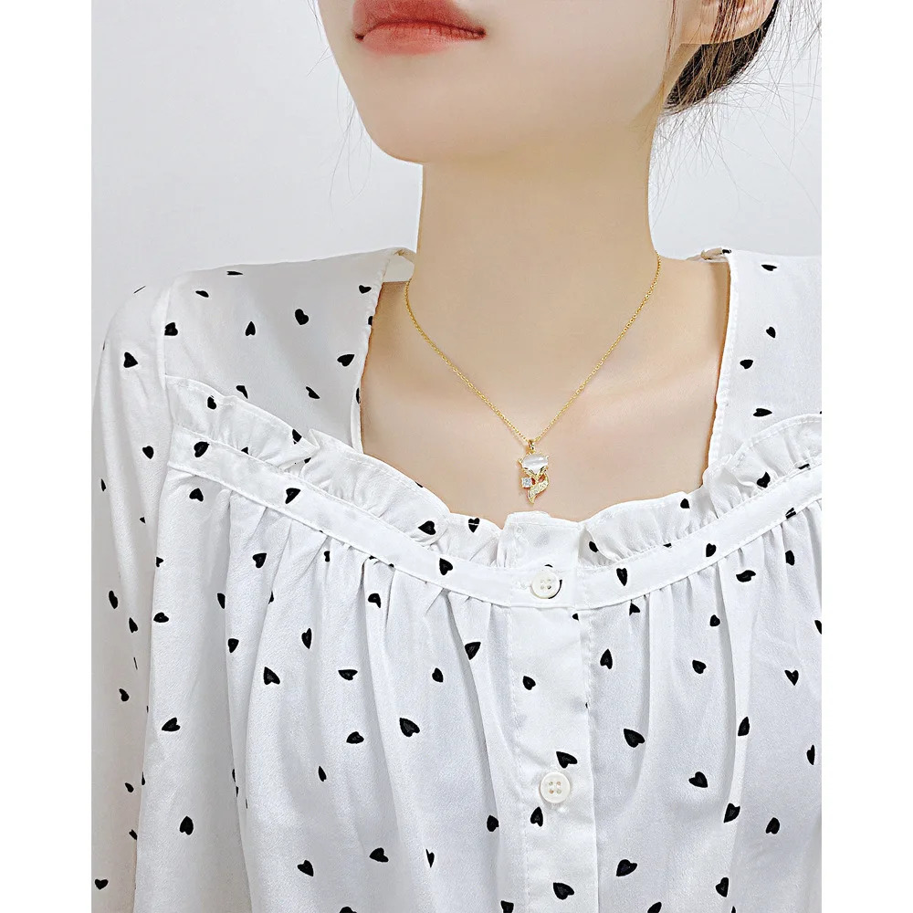 Chokers KouCh Animal Pendant Necklace Cute Elegant Shiny Zirconia Wedding Party Collier Charms Choler For Woman Gifts On Neck 231010