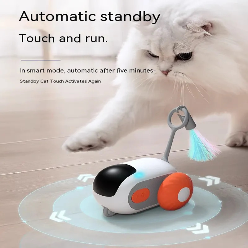 Cat Toys Gravity Sports Car Remote Control Electric Cat Toy Tease Cat Stick Feather Kitten Pet Supplies Indoor Cat Interactive Cat Toys 231011