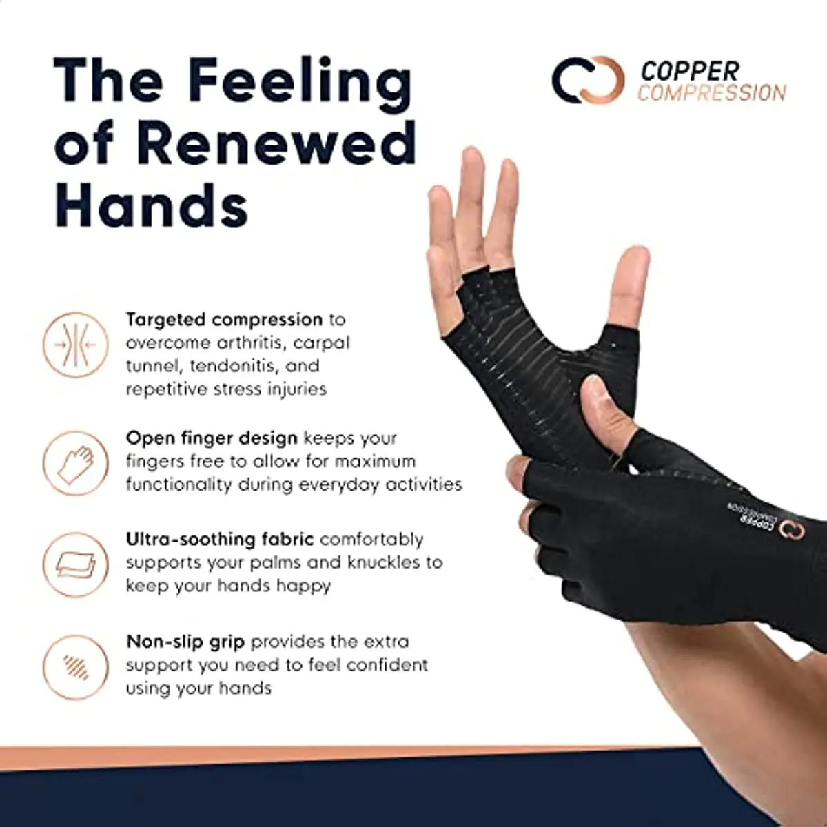 Five Fingers Gloves Copper Compression Arthritis Therapy for Carpal Tunnel Rheumatoid Tendonitis Hand Pain Support Fit Women Men 231010