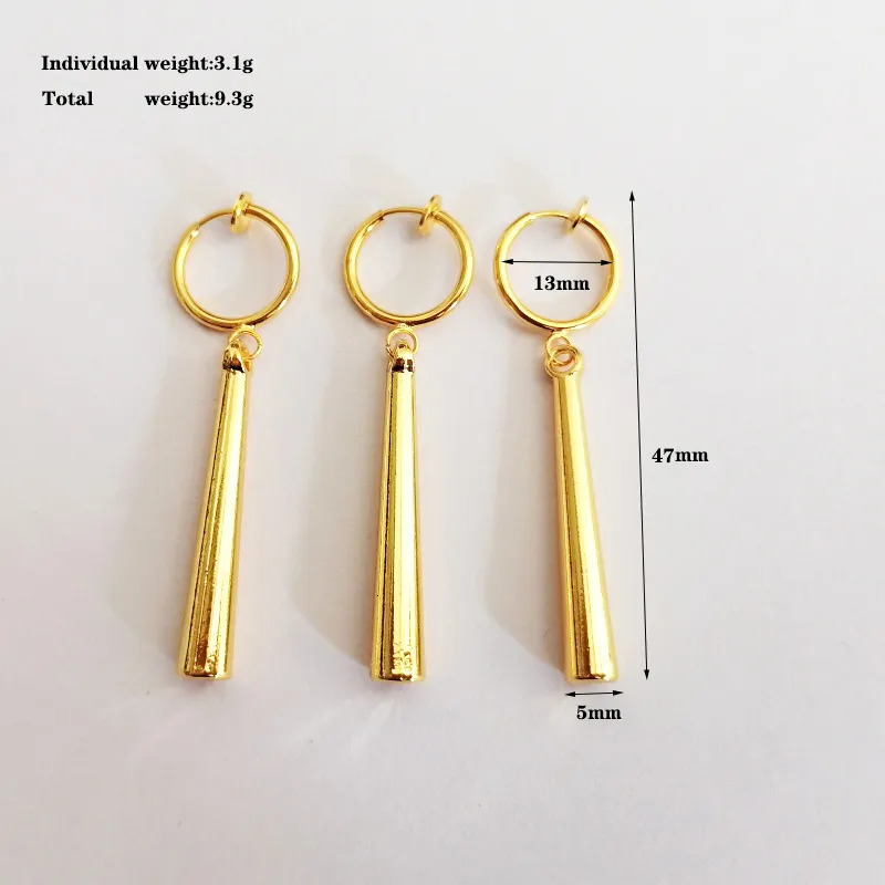 Charm 3PcsSet Roronoa Zoro Earrings Ear Clips Gold Color Small Geometric NonPierced Jewelry Hip Hop Wholesale Pendant Earrings 231010