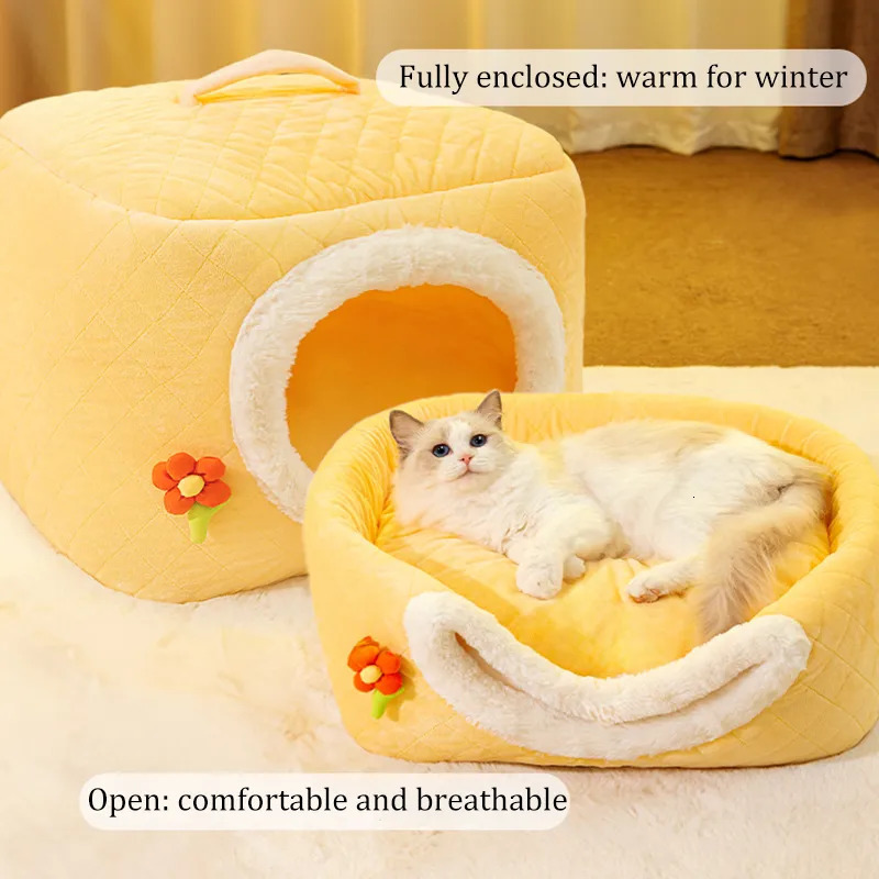 Cat Beds Furniture Warm Winter Cat Nest Square Portable Cat Dog House Comfortable Breathable Deep Sleep Pet Nest for Small Medium Cat Pet Supplies 231