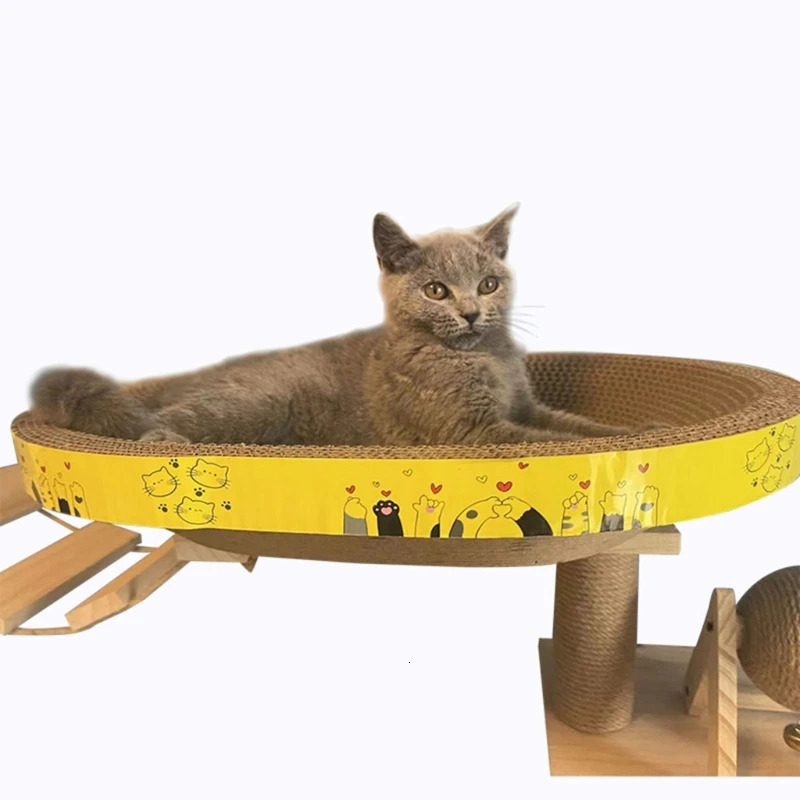 Cat Furniture Scratchers Non-lint Corrugated Scratch Board Round Oval Scratching Pads for Cat Sharpen Nails Tool Cat Bed Juguetes Para Gato Cat Furnit
