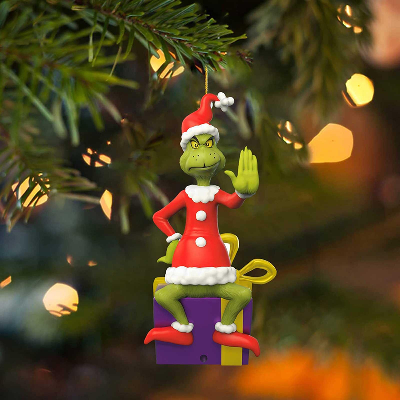 Christmas Tree Ornaments Christmas Decoration Handing Pendant Cute Acrylic Pendant Grinch Green Monster Christmas Decor for Home Holiday Party
