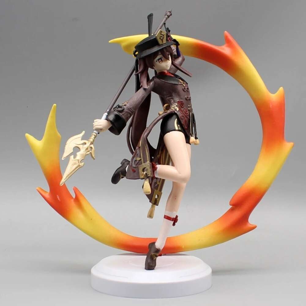 Mascot Costumes 24cm Anime Figure Genshin Impact Flaming Hu Tao Beautiful Girl Original Pvc Action Hutao Figurine Collection Model Toys Gifts