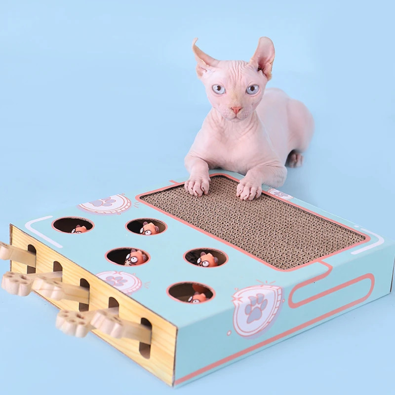 Cat Toys Cat Toy Interactive Game Resistant To Grasp and Wear Corrugated Cat Box Pet Fun Casual Whack-a-mole Catch Ball Game Pet Supplies 231011