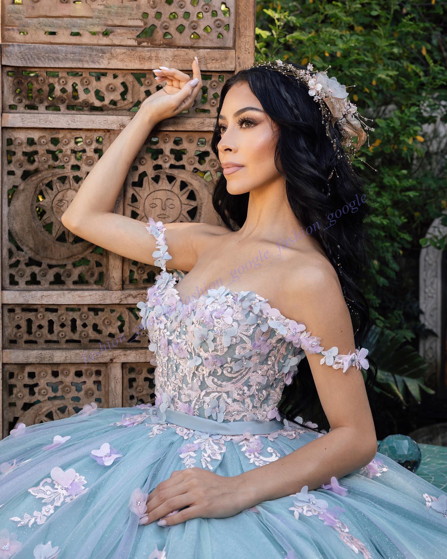 Fairytale Princess Quinceanera Dress 2024 3D ral Contrasting Colors Charro Mexican Quince Sweet 15/16 Birthday Party Gown for 15th Girl Drama Winter F