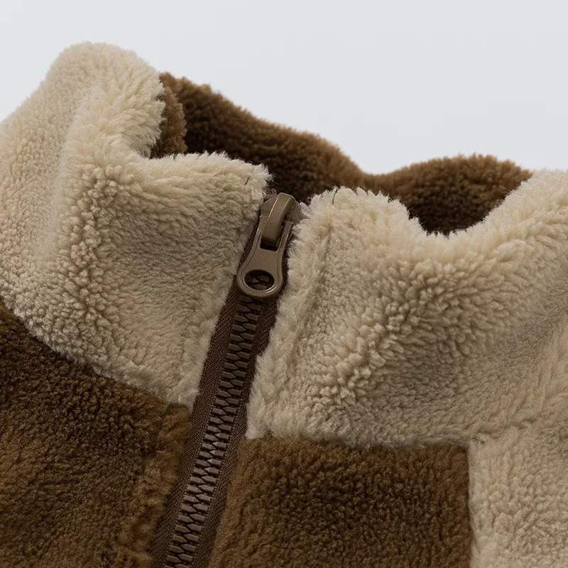 Men's Down Parkas Furry Fleece Jacket Men Hip Hop Streetwear Coat Vintage Patchwork Harajuku Winter Outwear Women 231011 - view 5