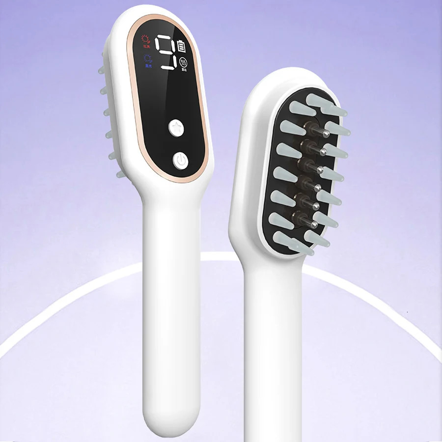 Hair Brushes Electric Scalp Applicator Liquid Comb For Hair Growth Red Blue Light Therapy Vibration Hair Roots Massage Comb 231012