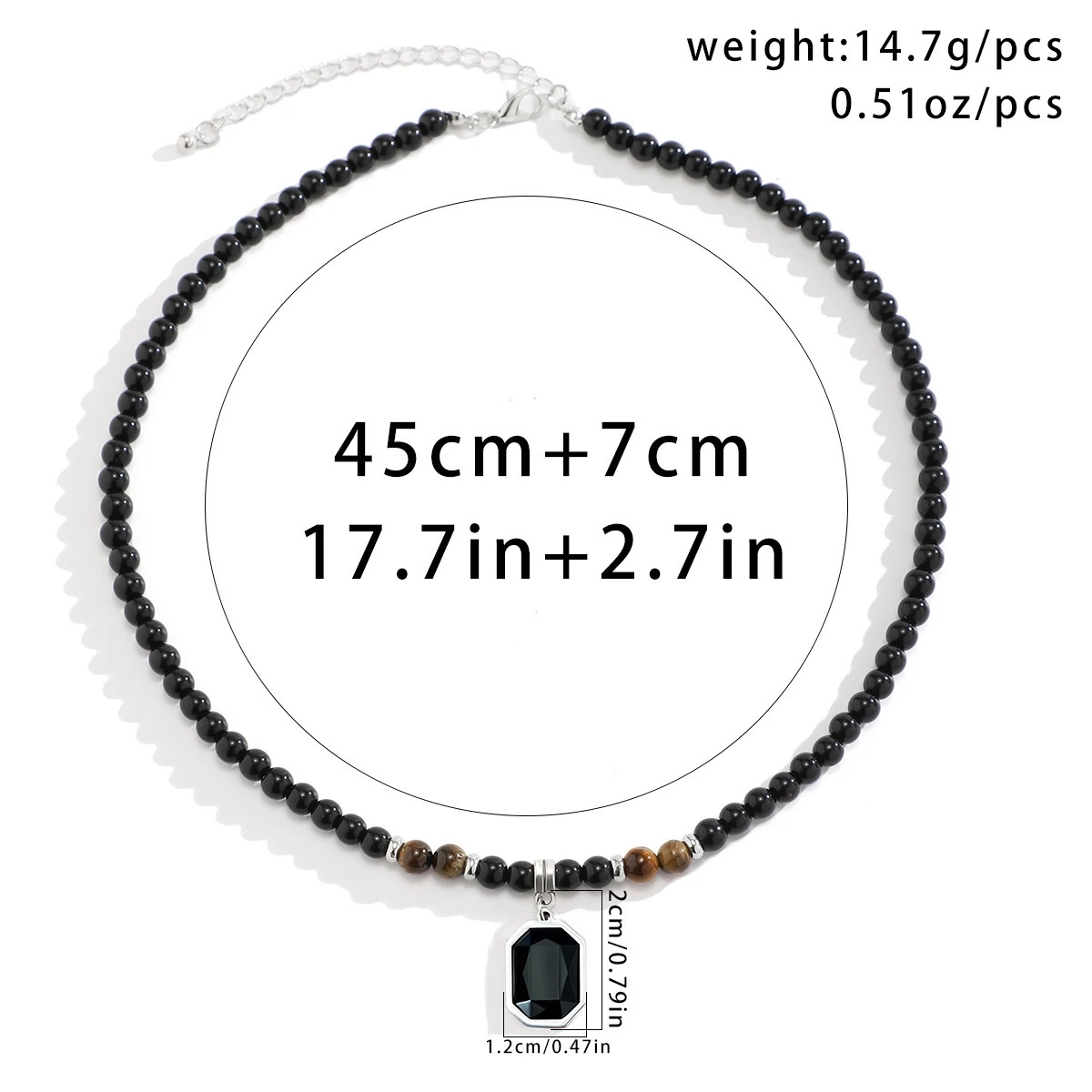 Chokers PuRui Hip Hop Stainless Steel Geometric Pendant Necklace for Men Black Acrylic Natural Stone Beads Choker Boy Neck Chain Jewelry 231012