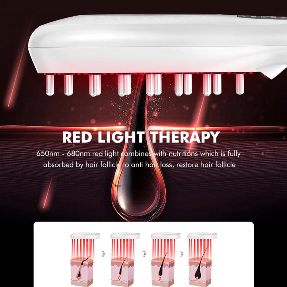 Hair Brushes EMS Electric Massage Comb Vibration LED Red Light Therapy Hair Massage Scalp Brush for Hair Growth Anti Hair Loss Hair Care 231012
