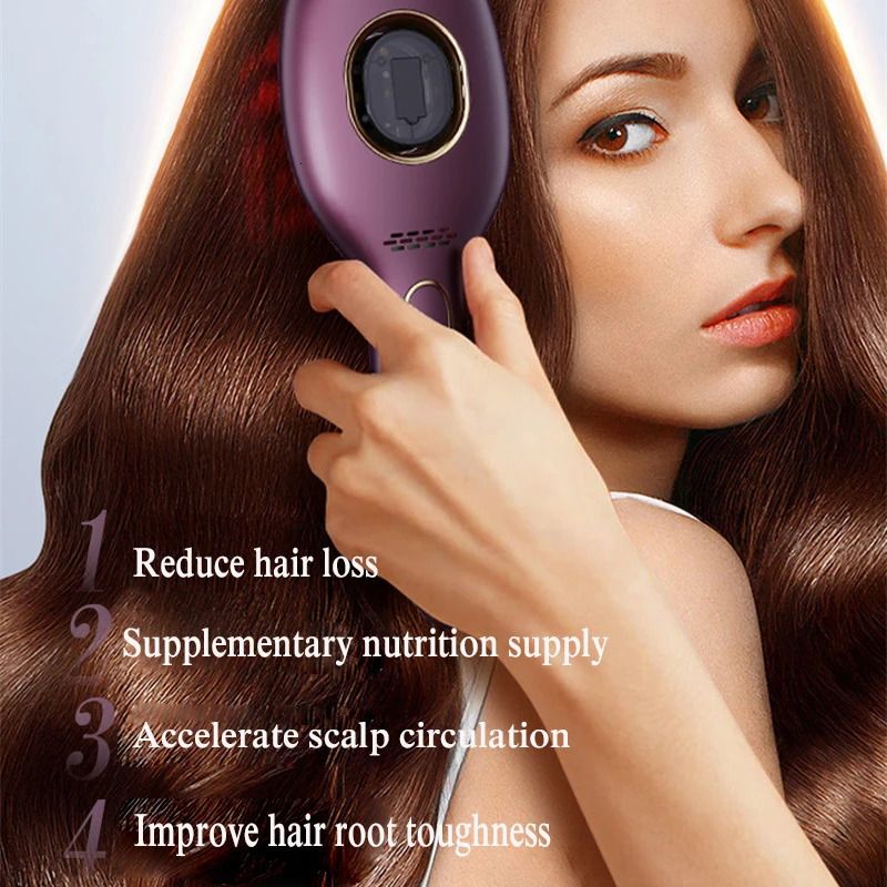 Hair Brushes EMS Electric Massage Comb LED Light Pon Therapy Vibration Scalp Head Massager Anti Hair-loss Nourishing Hair Regrowth Device 231012