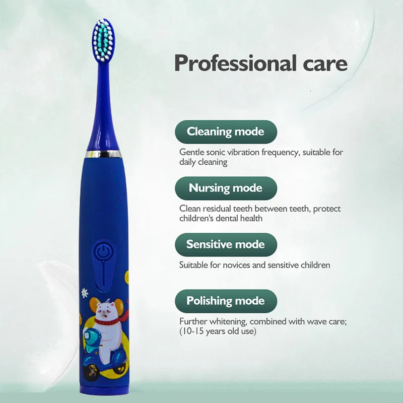 Toothbrush Children Sonic Electric Toothbrush Cartoon Kids With Replace The Toothbrush Head Ultrasonic Electric Toothbrush Sonic Brush Head 231012