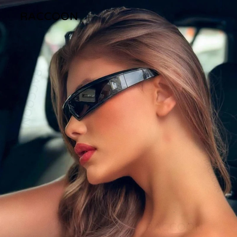 Sunglasses Frames Wrap Around Punk Y2K Sunglasse Fashion Futuristic Sun Glasses Vintage Rectangle Men Big Frame Outdoor Goggle Shades 231012