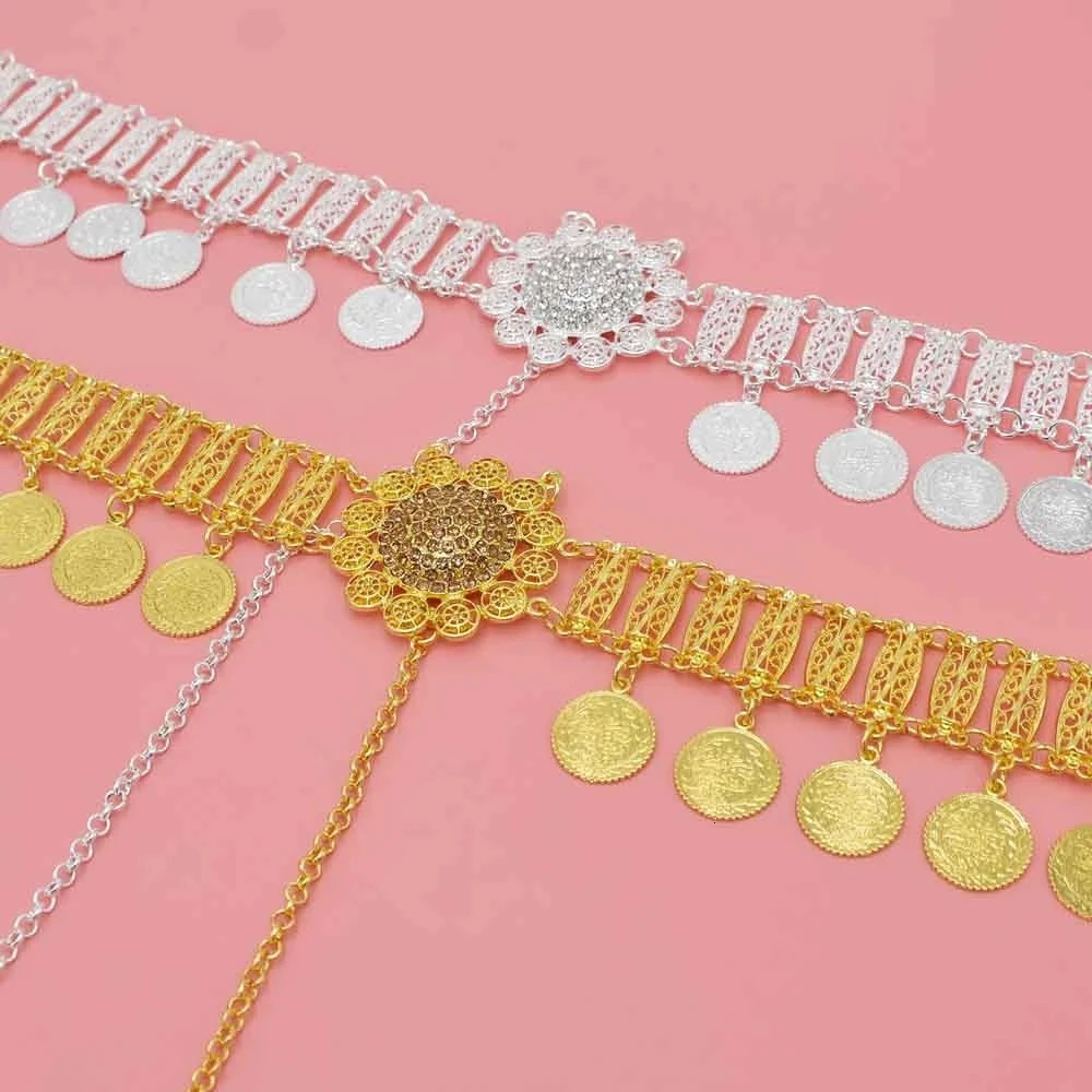 Hair Clips Barrettes Boho India Coin Ethnic Tribal Accessories Heart Crystal Flower Head Chains Gypsy Afghan Turkish Tiara Bride Wedding Jewelry 23101